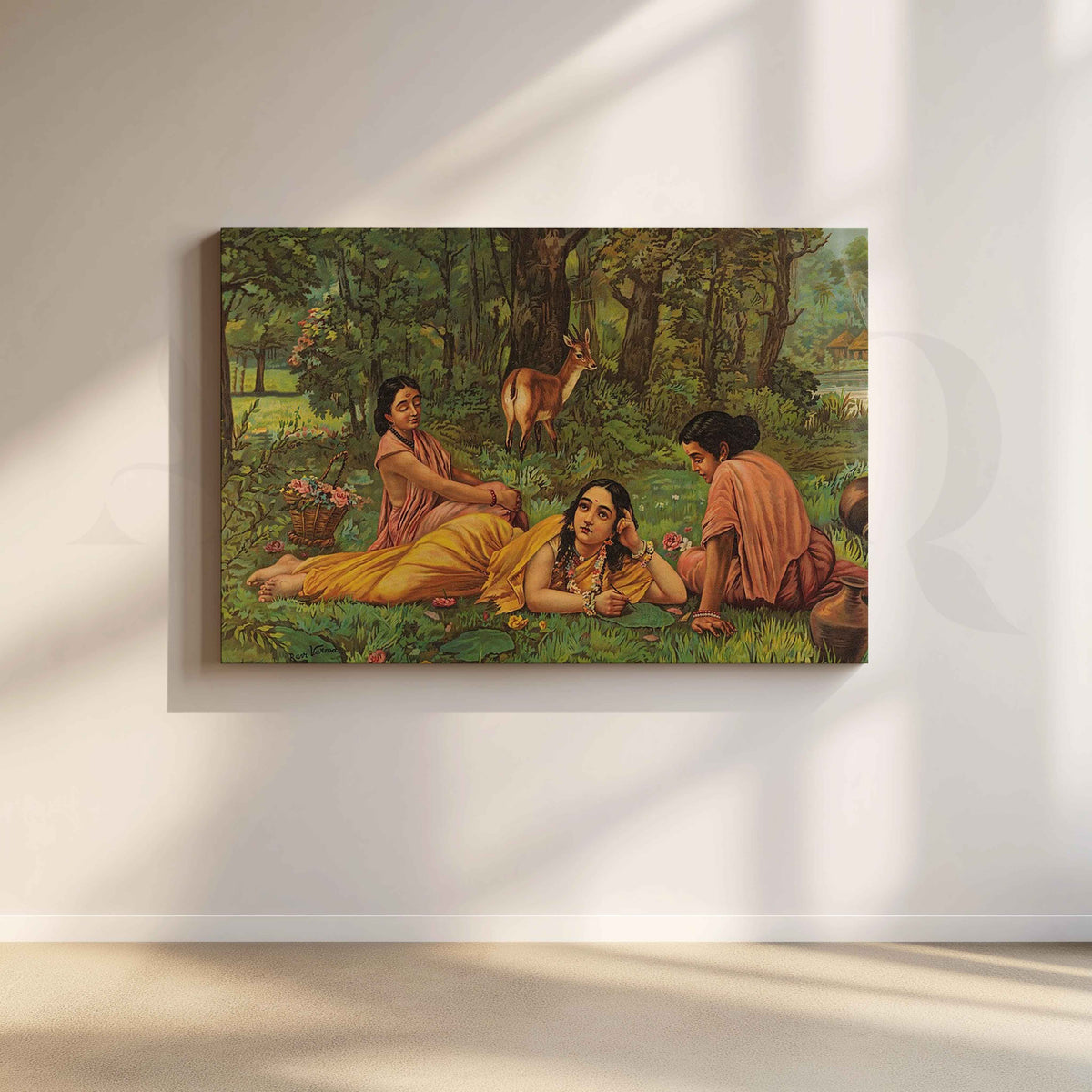 Shakuntala Patra Lekhan by Raja Ravi Varma Artwork – Asha Art Studio