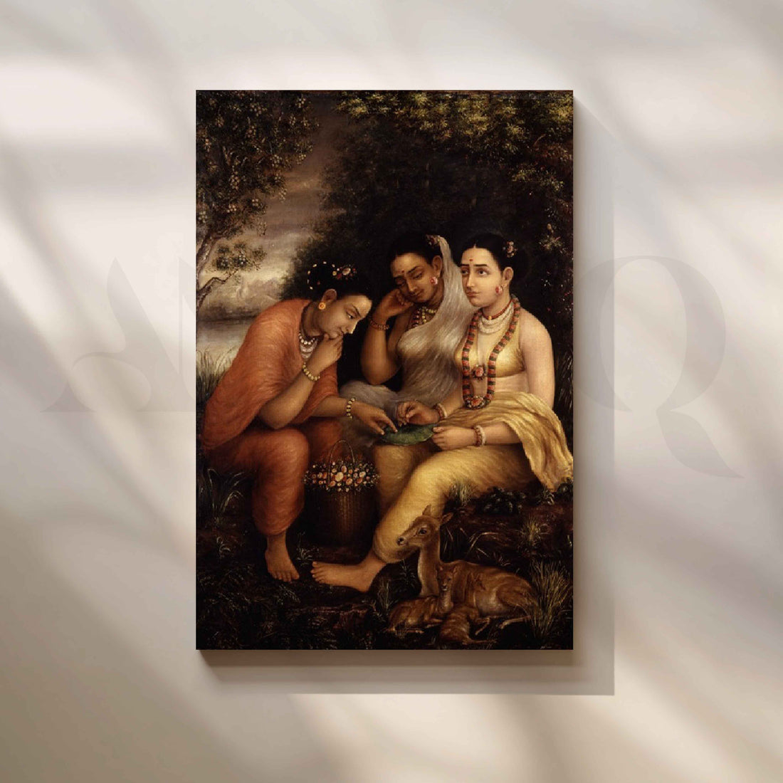 Shakuntala Patra-Lekhan by Raja Ravi Varma Canvas Artwork – Asha Art Studio