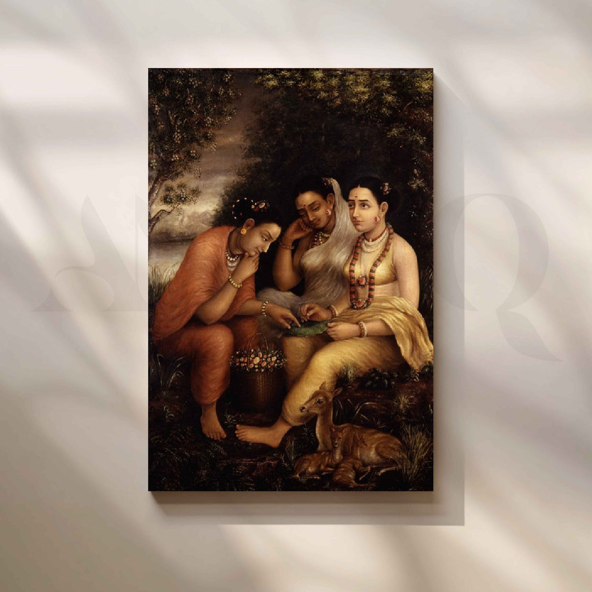 Shakuntala Patra-Lekhan by Raja Ravi Varma Canvas Artwork – Asha Art Studio
