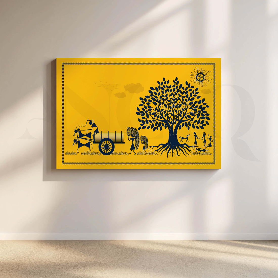 Tribal Tree of Life Village Folk Artwork – Asha Art Studio