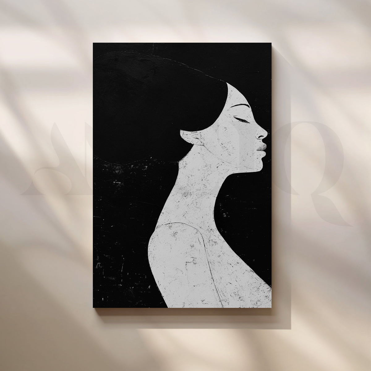 Minimalist Monochrome Female Portrait Canvas Artwork – Asha Art Studio