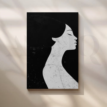 Minimalist Monochrome Female Portrait Canvas Artwork – Asha Art Studio