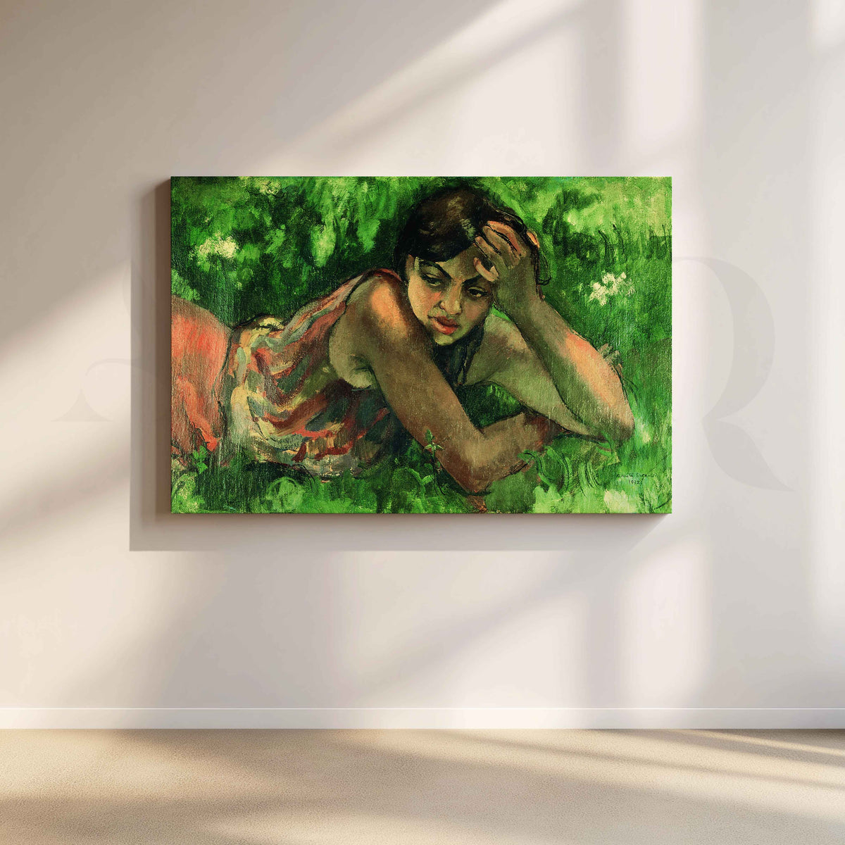 Reclining Woman by Amrita Sher-Gil Canvas Artwork – Asha Art Studio