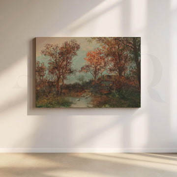 Autumn Forest Stream Canvas Artwork – Asha Art Studio