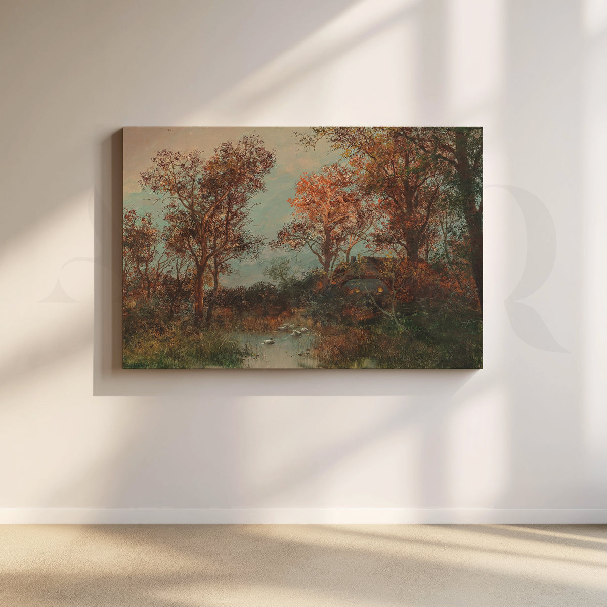 Autumn Forest Stream Canvas Artwork – Asha Art Studio