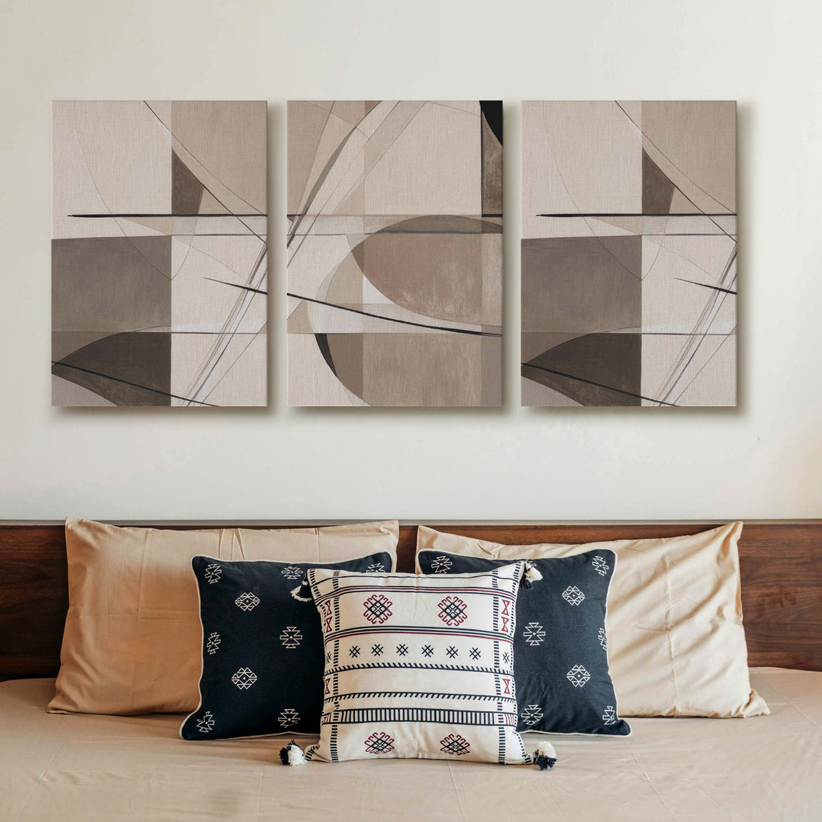 Neutral Geometric Abstract Gallery Wall Set of 3 - 18 x 24 Inches – Asha Art Studio