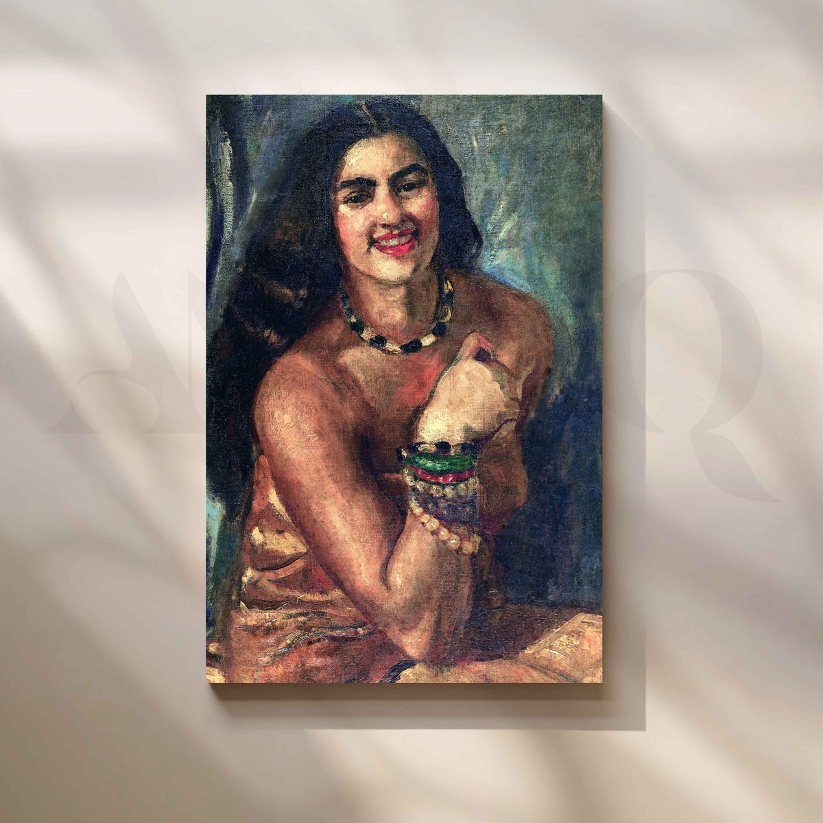 Self-Portrait as a Tahitian by Amrita Sher-Gil Canvas Artwork – Asha Art Studio