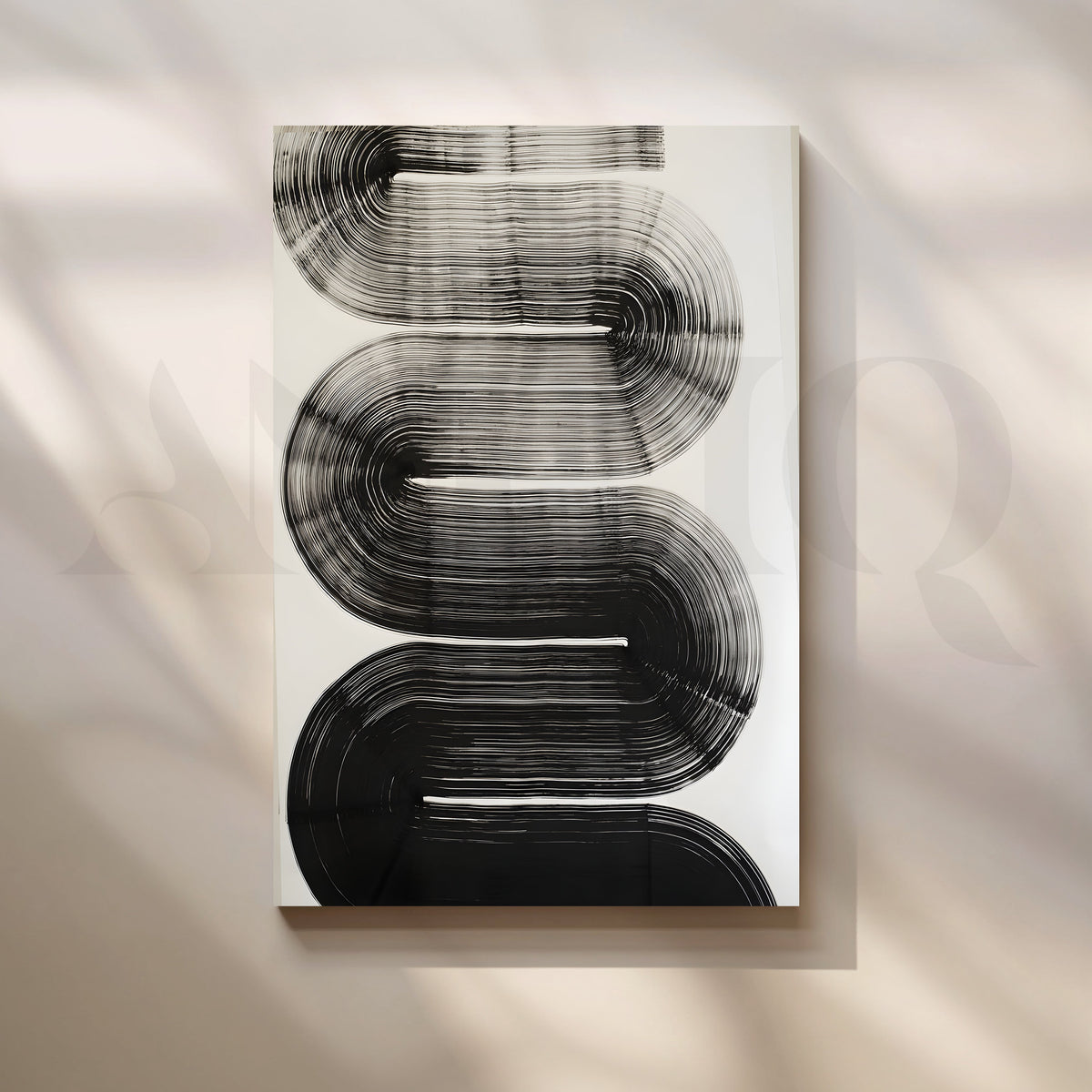 Bold Monochrome Geometric Flow Artwork – Asha Art Studio