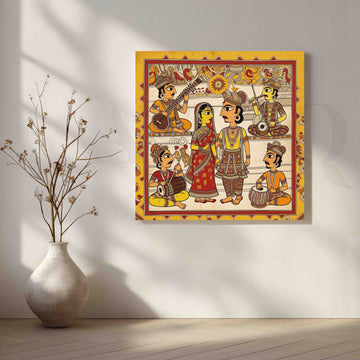 Traditional Indian Wedding Madhubani Canvas Artwork – Asha Art Studio