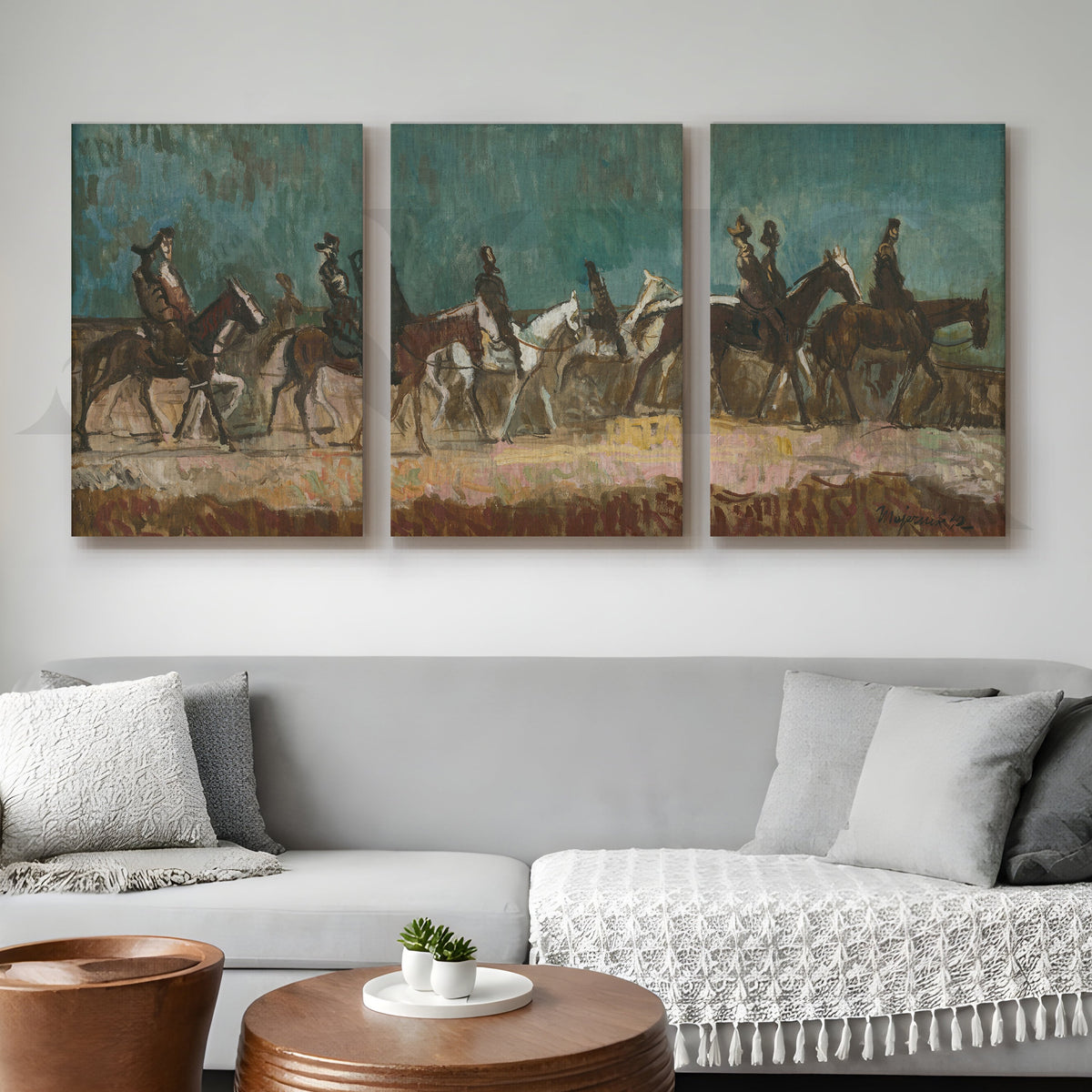 Equestrian Riders Vintage Gallery Wall – Set of 3 Classic Artworks - 18 x 24 Inches – Asha Art Studio