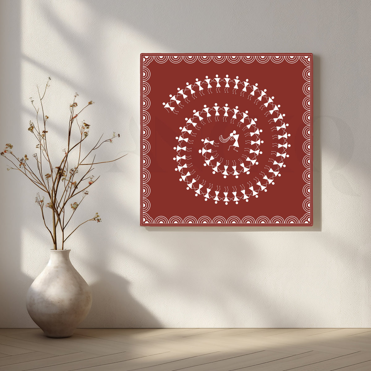 Joyful Dance of Tribal Rhythms Canvas Artwork – Asha Art Studio