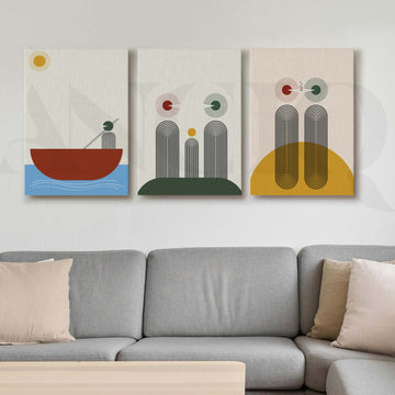 Bauhaus Minimal Abstract Gallery Wall Artwork Set of 3 – Asha Art Studio