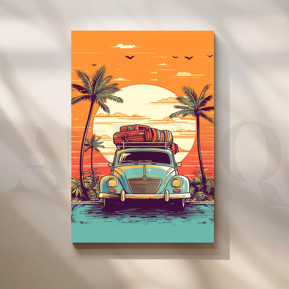 Vintage Beach Car Canvas Wall Artwork (Ready to Ship) – Asha Art Studio