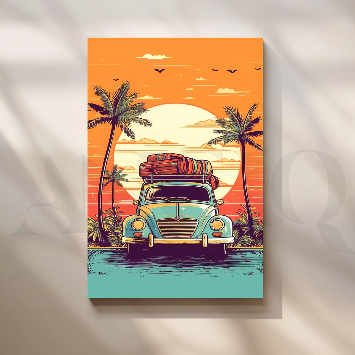 Vintage Beach Car Canvas Wall Artwork (Ready to Ship) – Asha Art Studio