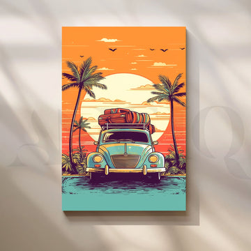 Vintage Beach Car Canvas Wall Artwork (Ready to Ship) – Asha Art Studio