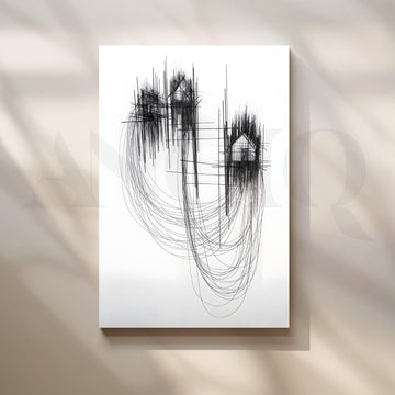 Black Line Architectura Canvas Artwork – Asha Art Studio