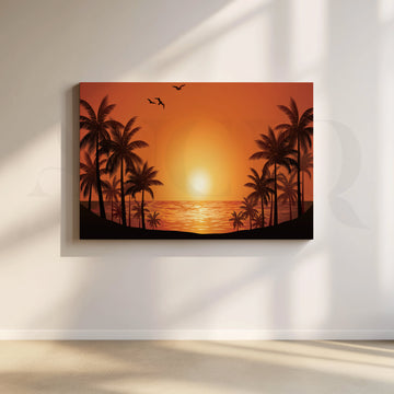 Sunset Silhouettes Canvas Artwork – Asha Art Studio