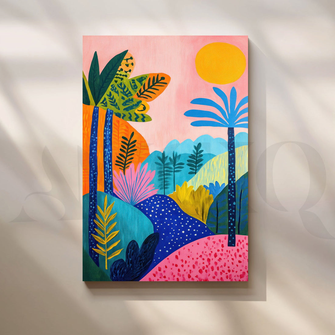 Abstract Tropical Landscape Canvas Wall Artwork (Ready to Ship) – Asha Art Studio