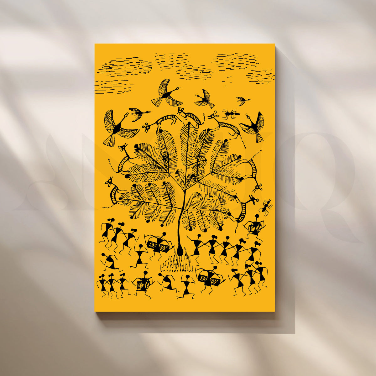 Warli Whimsy Canvas Artwork – Asha Art Studio