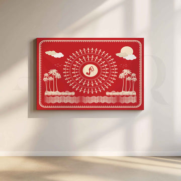 Warli Rhythms by the Sea Canvas Artwork – Asha Art Studio