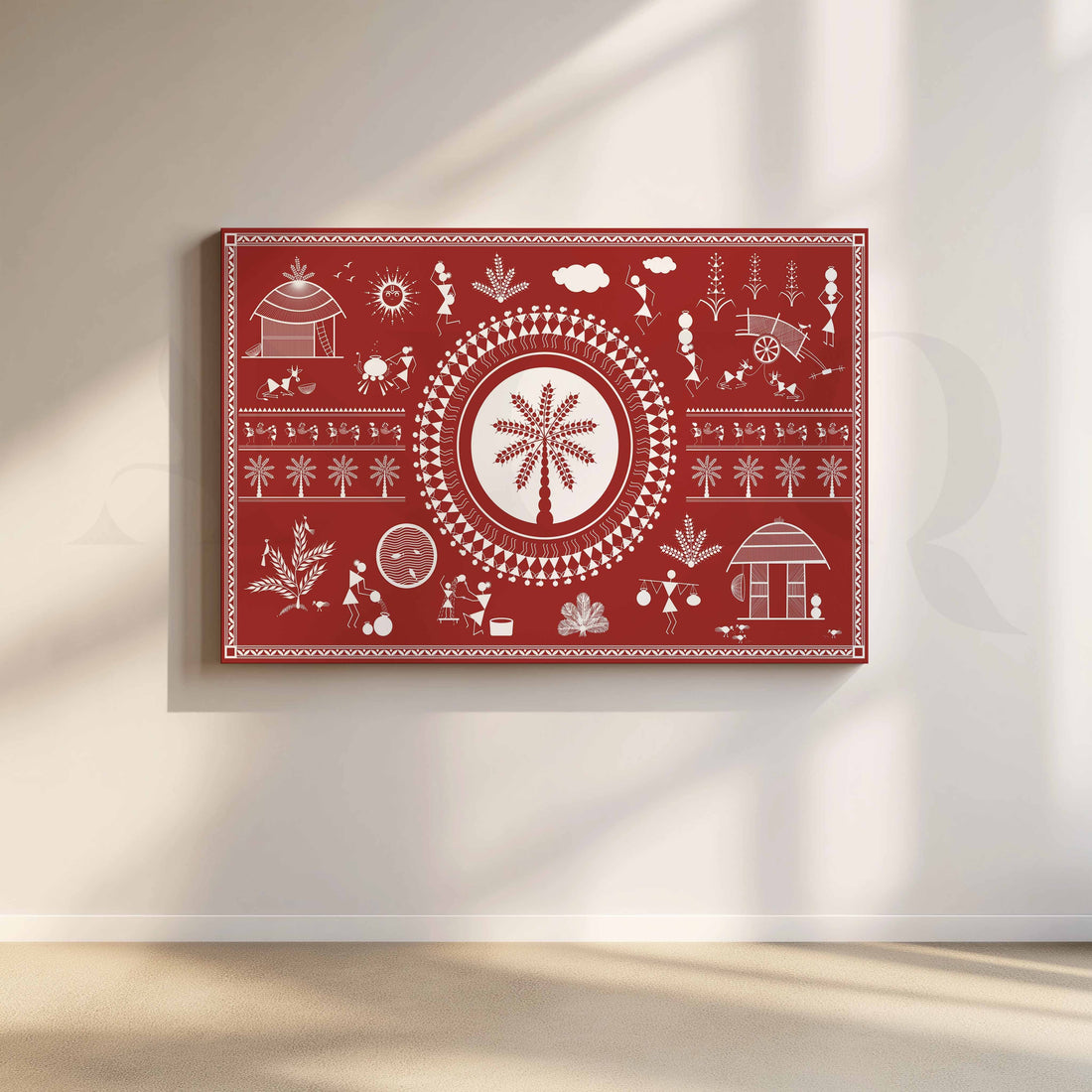 Tribal Tree of Life Folk Canvas Artwork – Asha Art Studio