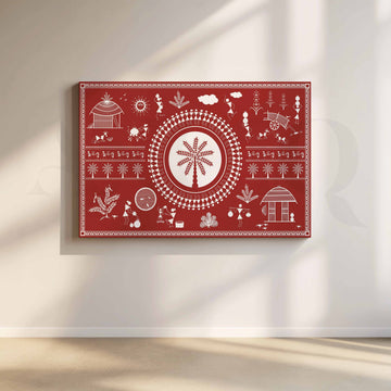 Tribal Tree of Life Folk Canvas Artwork – Asha Art Studio