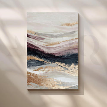 Blush, Charcoal and Gold Abstract Canvas Artwork – Asha Art Studio