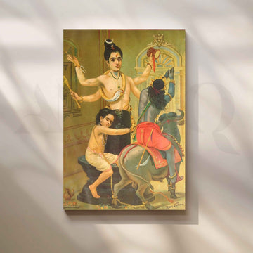 Shiva Parvati with Ganesha by Raja Ravi Varma Canvas Artwork – Asha Art Studio
