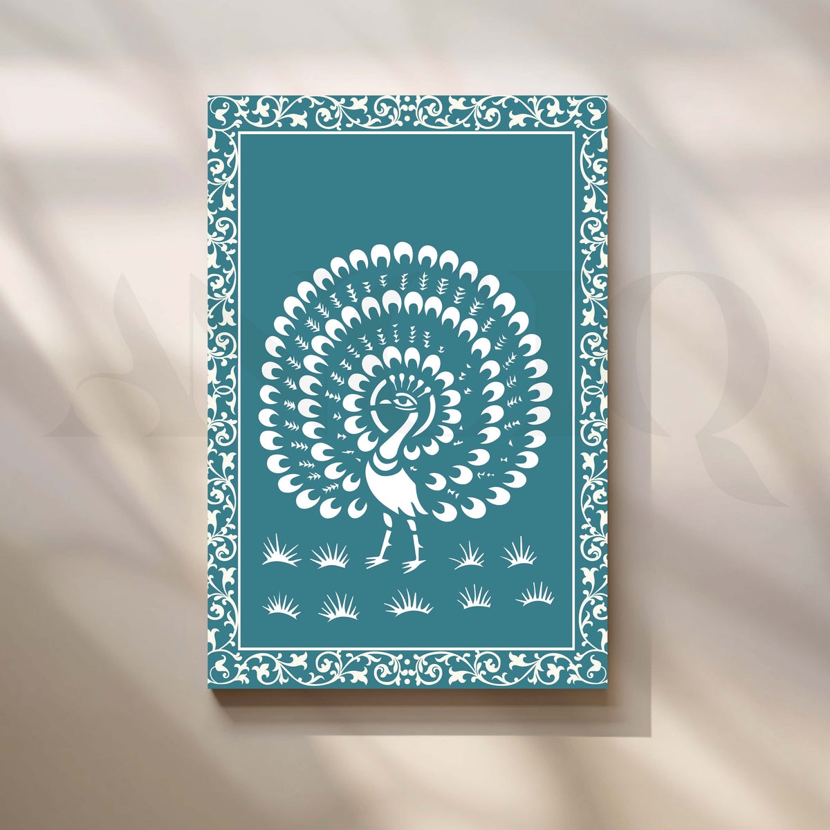 Warli Art Peacock Painting Canvas Artwork – Asha Art Studio