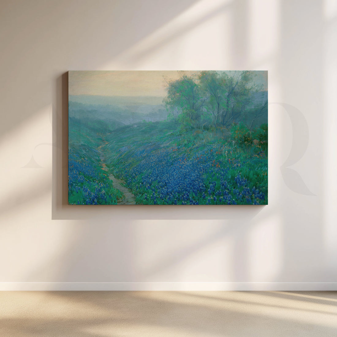 Blue Wildflower Meadow Canvas Artwork – Asha Art Studio