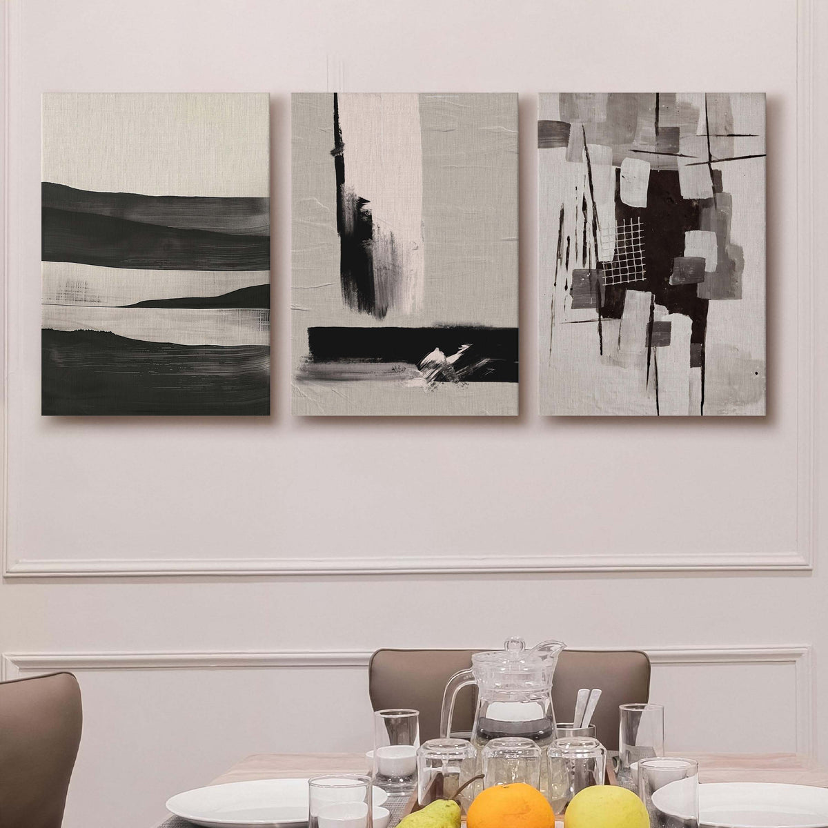 Monochrome Abstract Gallery Wall Set of 3 - 18 x 24 Inches – Asha Art Studio