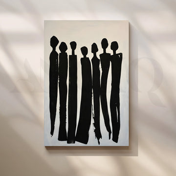 Black Silhouette Figures Canvas Artwork – Asha Art Studio