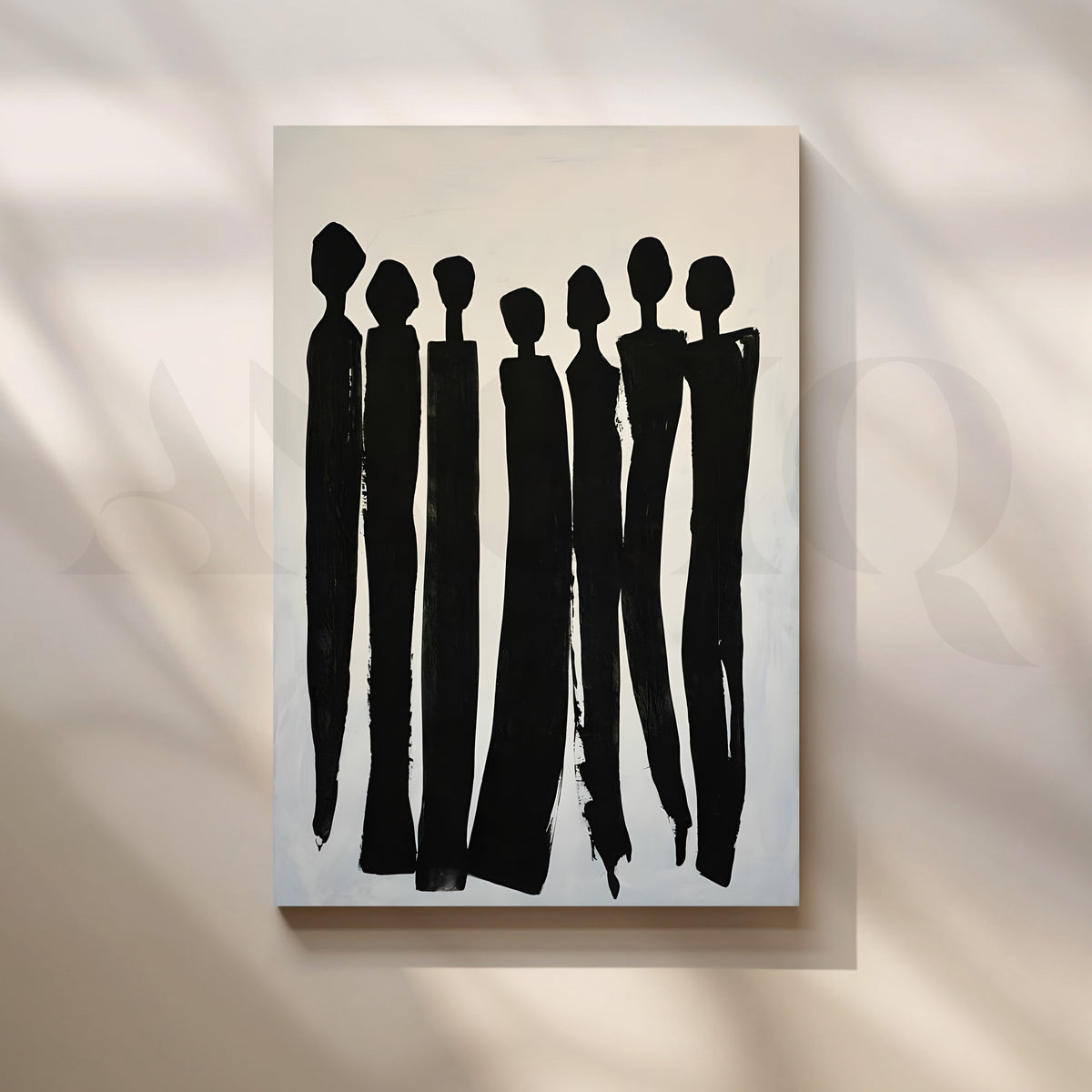 Black Silhouette Figures Canvas Artwork – Asha Art Studio