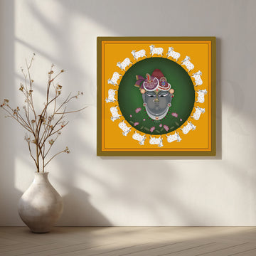 Shri Nathji Encircled by Sacred Cows Artwork – Asha Art Studio