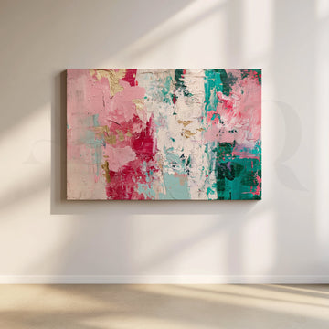 Pink and Teal Abstract Canvas Artwork – Asha Art Studio