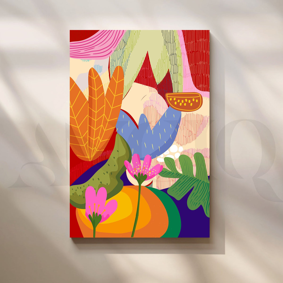 Abstract Botanical Garden Canvas Artwork (Ready to Ship) – Asha Art Studio