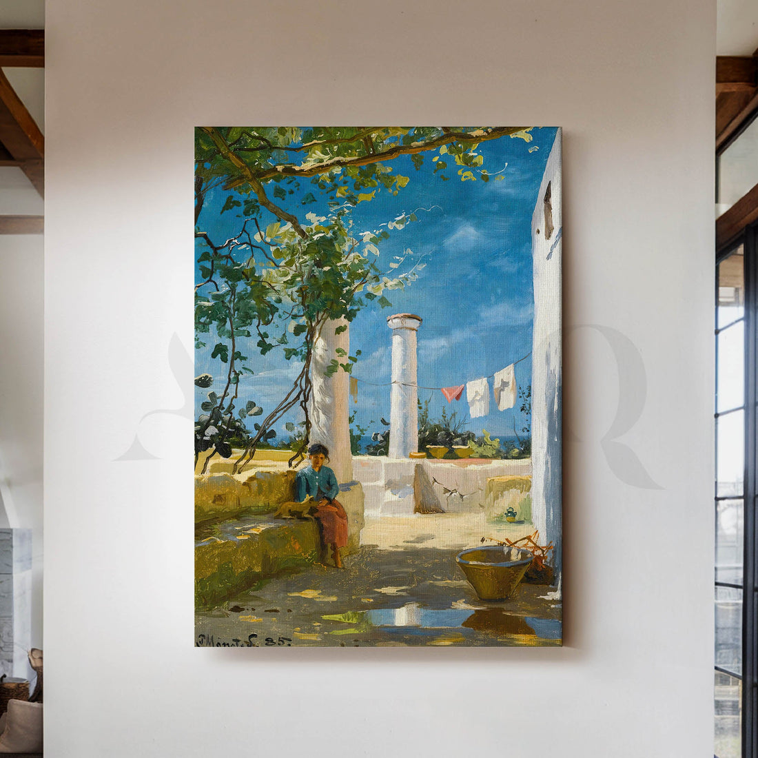Sunlit Courtyard Canvas Artwork (Ready to Ship) – Asha Art Studio