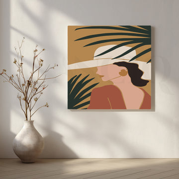 Woman in Summer Hat Canvas Artwork – Asha Art Studio