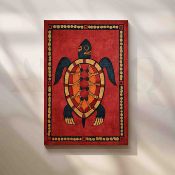 Traditional Turtle Madhubani Folk Canvas Artwork – Asha Art Studio