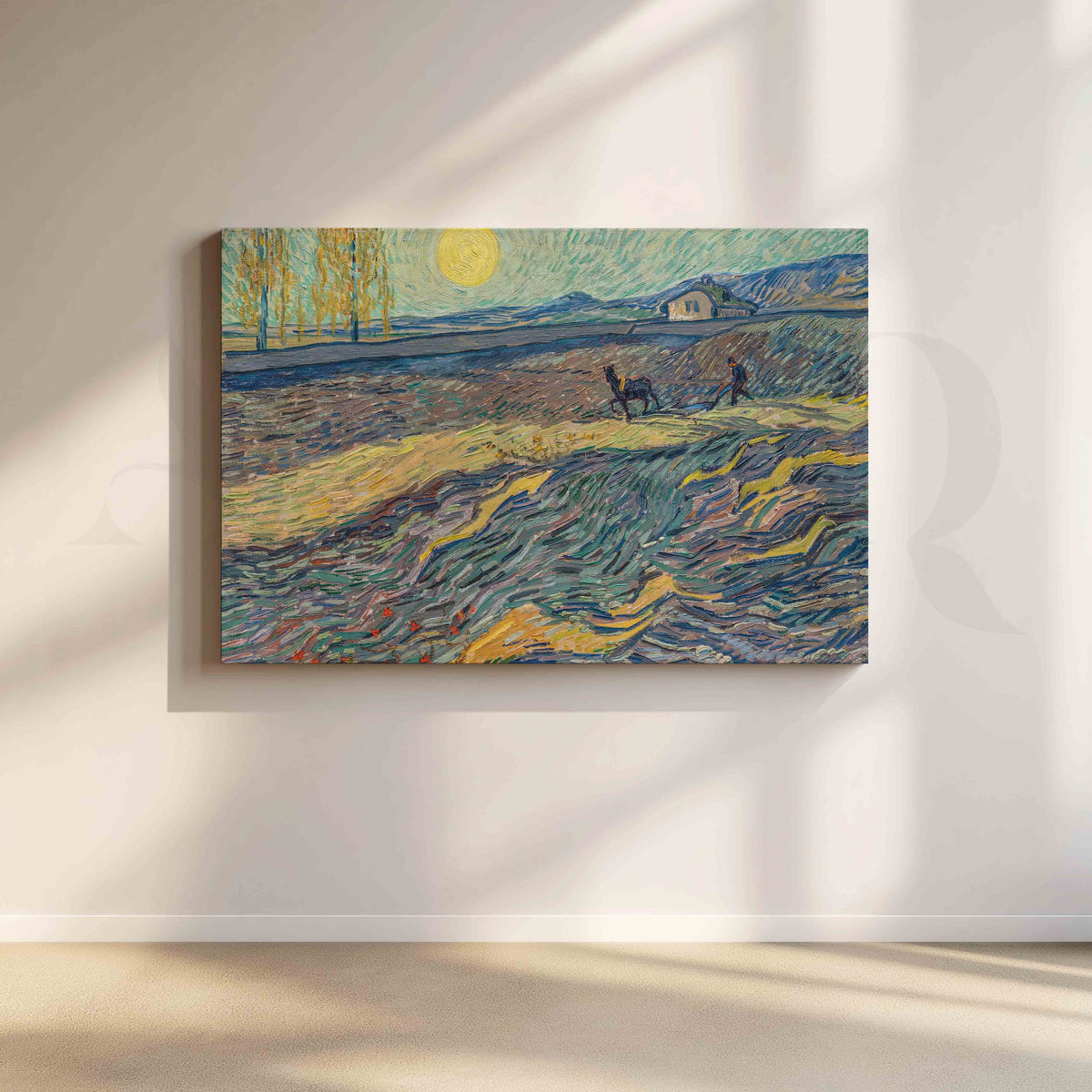 Moonlit Ploughed Fields Post-Impressionist Canvas Artwork – Asha Art Studio