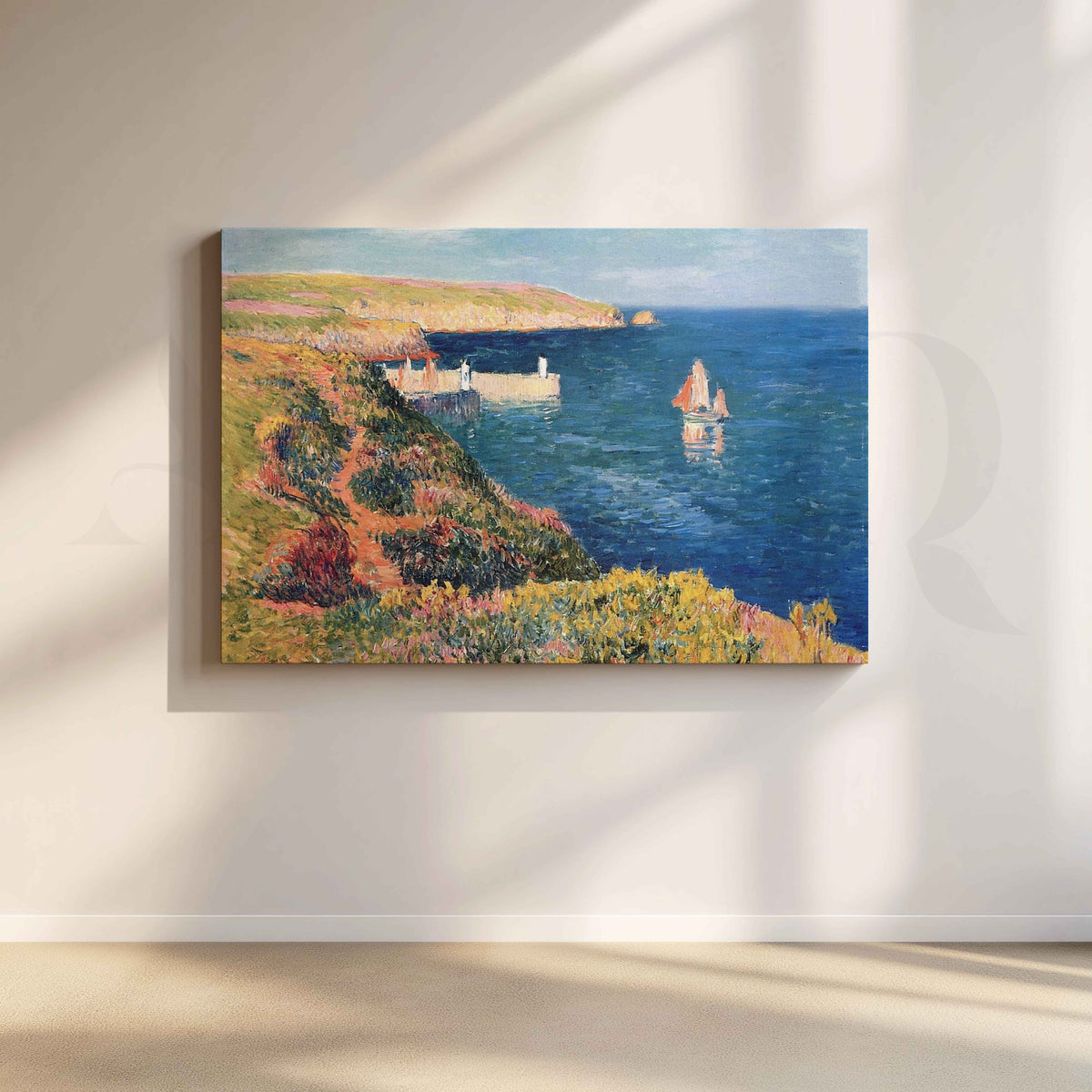 Henri Moret Coastal Sailboat Canvas Artwork – Asha Art Studio
