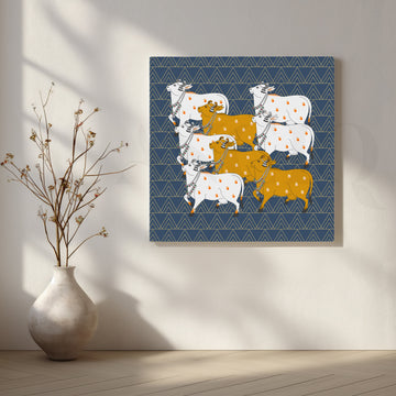 Ornate Cows Adorned in Tribal Patterns – Asha Art Studio