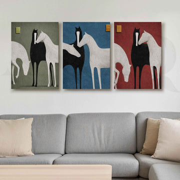 Modern Horse Gallery Wall Artwork Set of 3 – Asha Art Studio