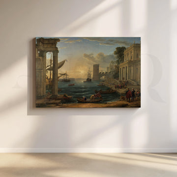 Sunlit Portico Harbor Canvas Artwork – Asha Art Studio
