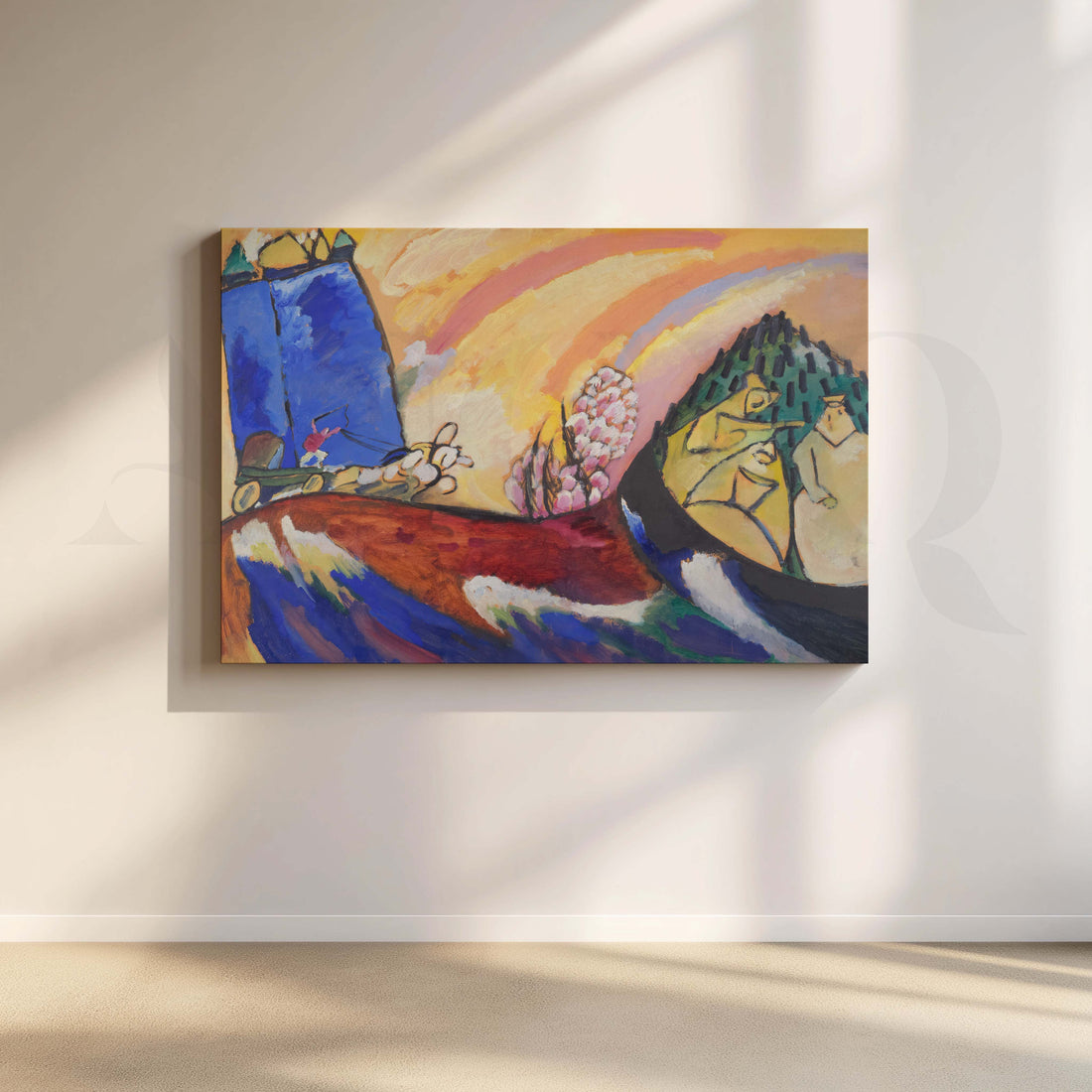 Colorful Abstract Village Landscape Canvas Artwork – Asha Art Studio