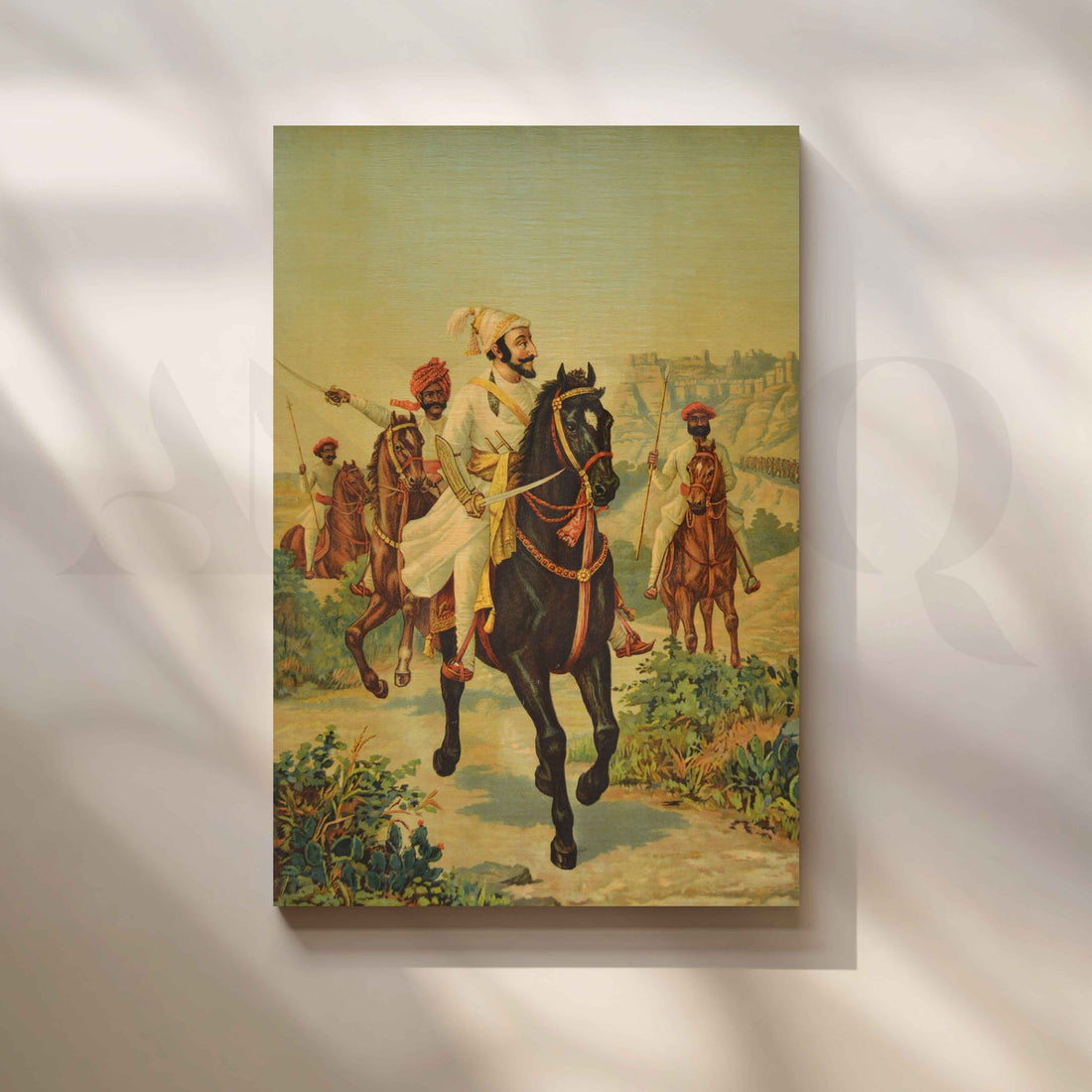 Shivaji Maharaj Leading His Cavalry by Raja Ravi Varma Canvas Artwork – Asha Art Studio