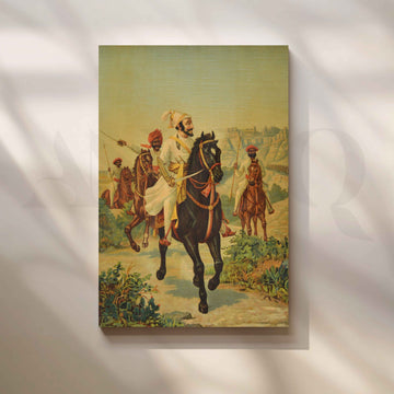 Shivaji Maharaj Leading His Cavalry by Raja Ravi Varma Canvas Artwork – Asha Art Studio