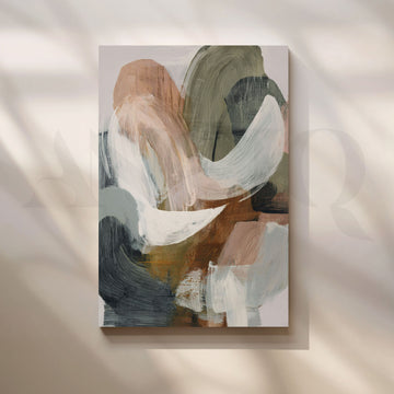 Olive, Charcoal and Cream Abstract Canvas Artwork – Asha Art Studio