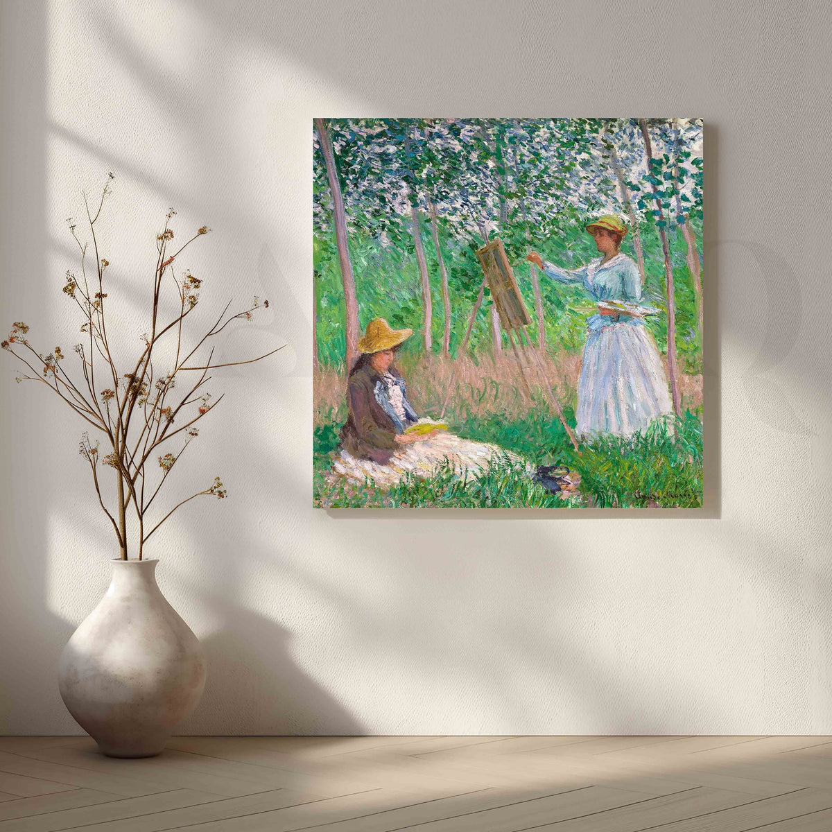 Women Painting in the Spring Orchard Impressionist Canvas Artwork – Asha Art Studio