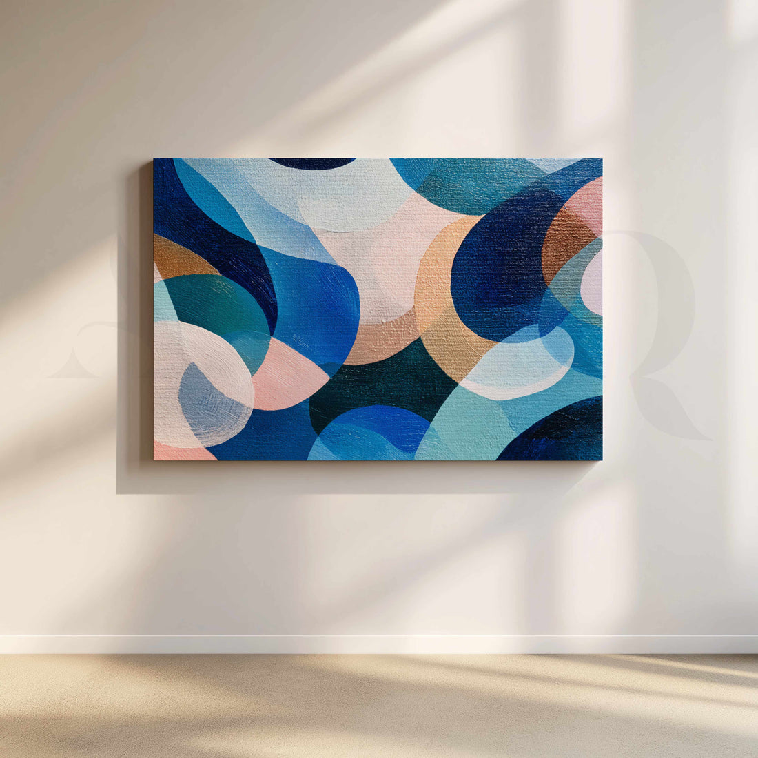 Modern Blue and Teal Geometric Abstract Canvas Artwork – Asha Art Studio